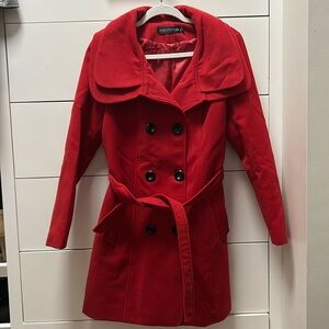 Red pea coat